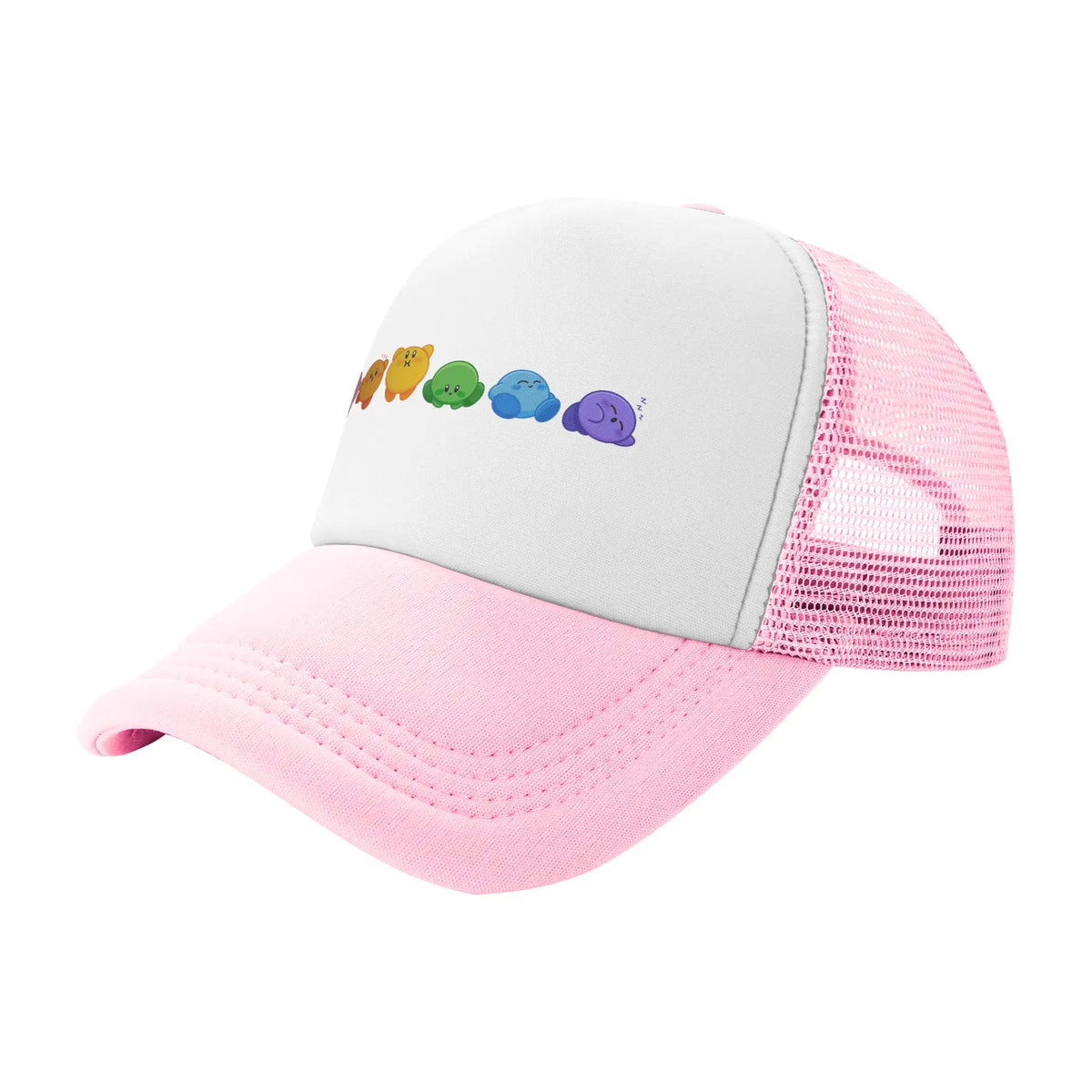 Suaugusiųjų „Kirbys Rainbow“ trukerių kepurės, vintage tinklinės beisbolo kepurės, „snapback“ kepurės, „dad hat“ kepurės, saulės kepurės, kvėpuojančios sportinės kepurės, didmeninė prekyba, naujos
