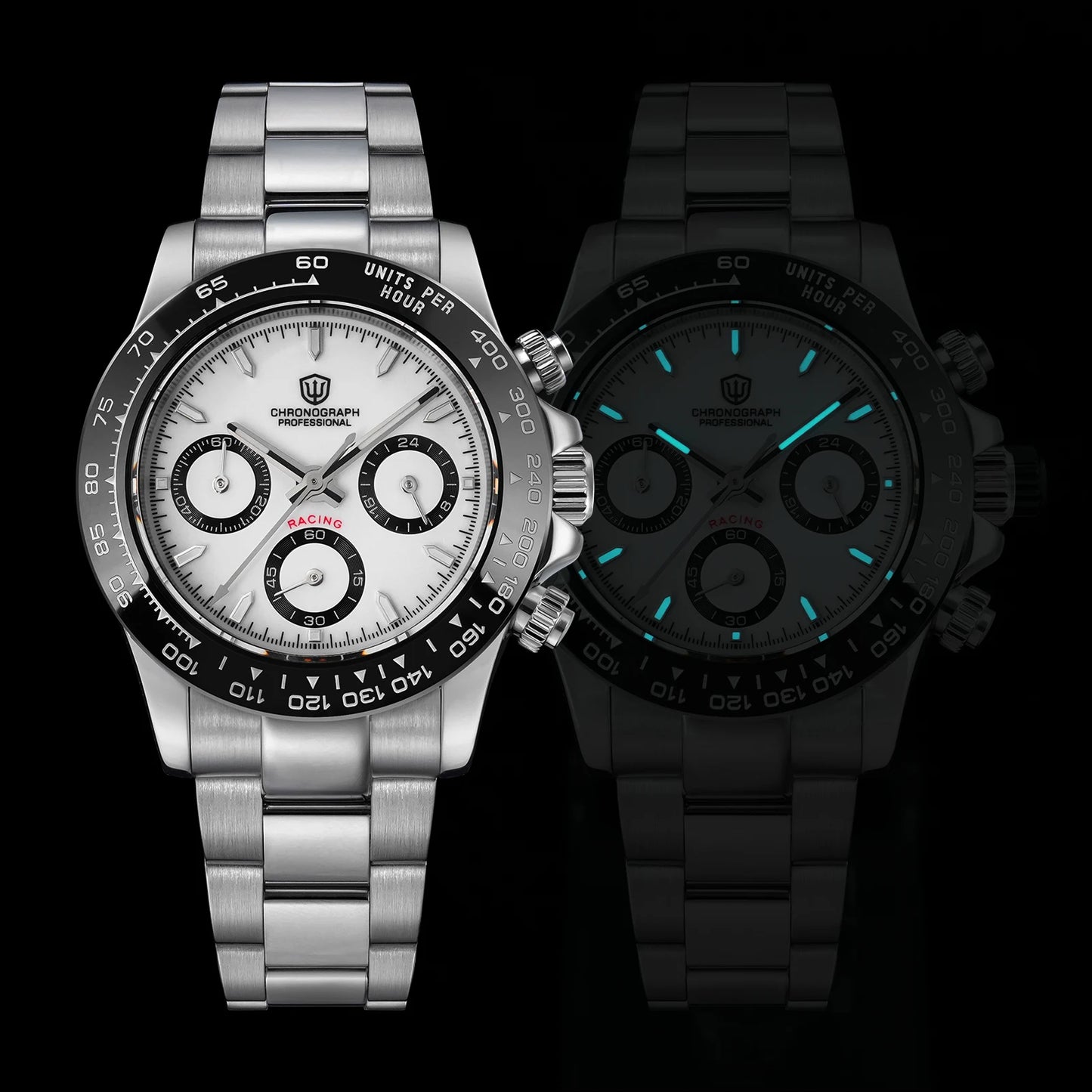 Watchdives WD16500 V2 Quartz Watch VK63 Sweep Sports Chronograph Watches Sapphire AR Coating BGW9 Luminous Waterproof Watches