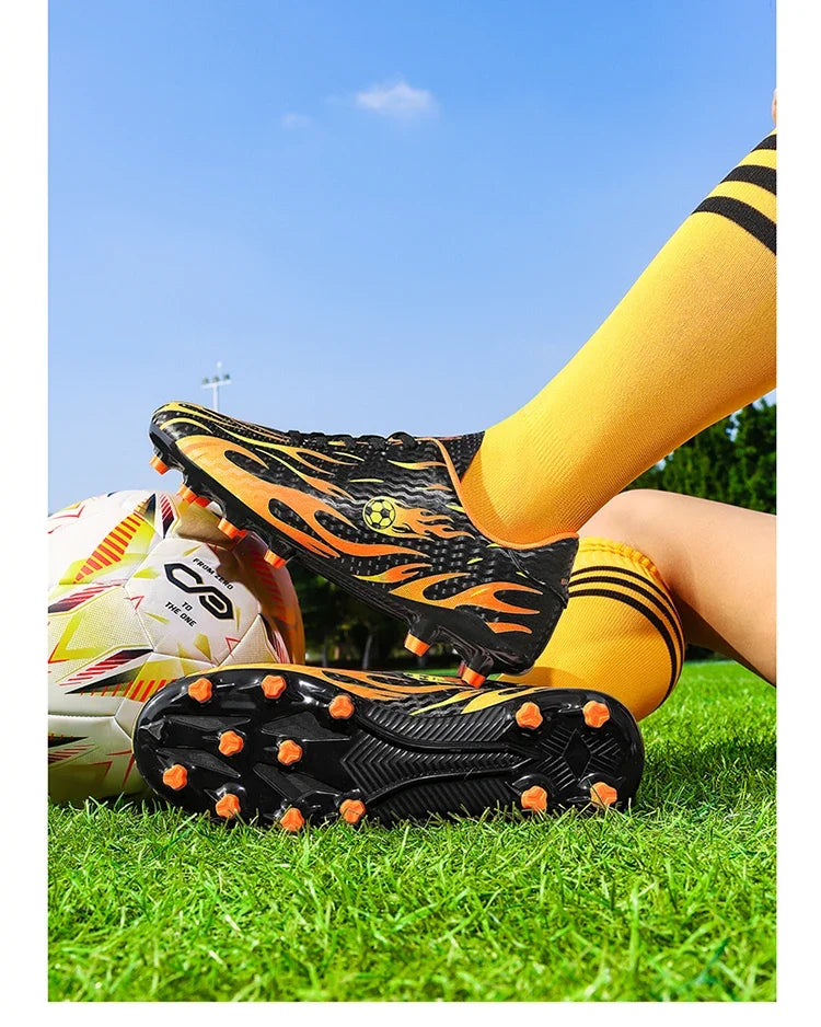 Chaussures de football professionnelles pour hommes, chaussures de sport pour jeunes, avec soutien de la cheville, crampons pour le football, chaussures de sport pour matchs en extérieur et entraînements, antidérapantes et