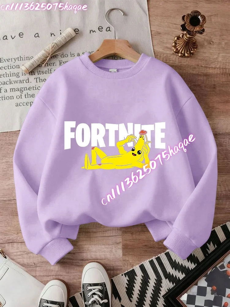 Neuer Fortnite-Kinder-Sweatshirt-Hoodie mit Cartoon-Spielcharakter-Print, lässiges Oberteil für Herbst und Winter, Baby- und Jungenbekleidung