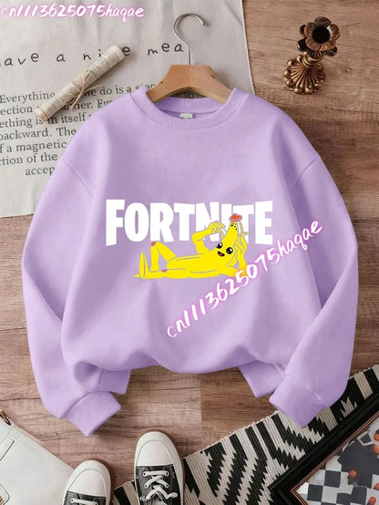 Neuer Fortnite-Kinder-Sweatshirt-Hoodie mit Cartoon-Spielcharakter-Print, lässiges Oberteil für Herbst und Winter, Baby- und Jungenbekleidung