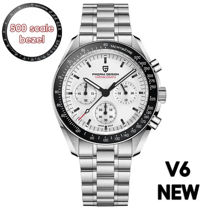Montre pour homme PAGANI DESIGN (nouveau modèle V5 PD1701) – Chronographe sportif de type « Speed » à quartz, verre saphir avec traitement antireflet, étanche jusqu'à 100 mètres.