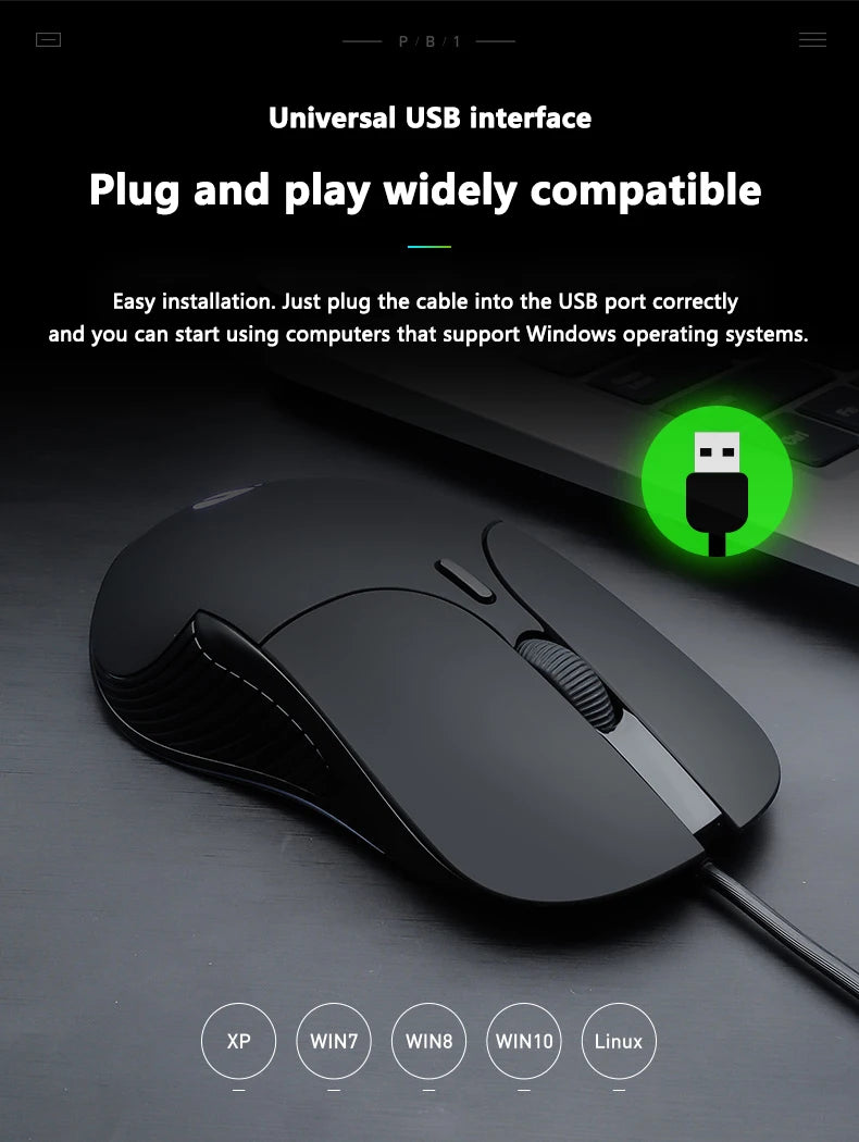 INPHIC B1 USB Wired Mouse Silent Office Gaming Mouse for PC and Laptops