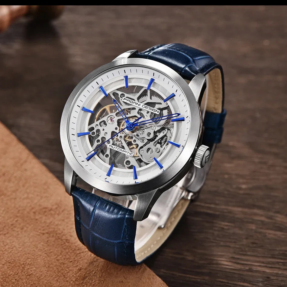 PAGANI DESIGN Business Man Watch Luxury Skeleton Hollow Leather Men's Wristwatch New Mechanical Male Clock