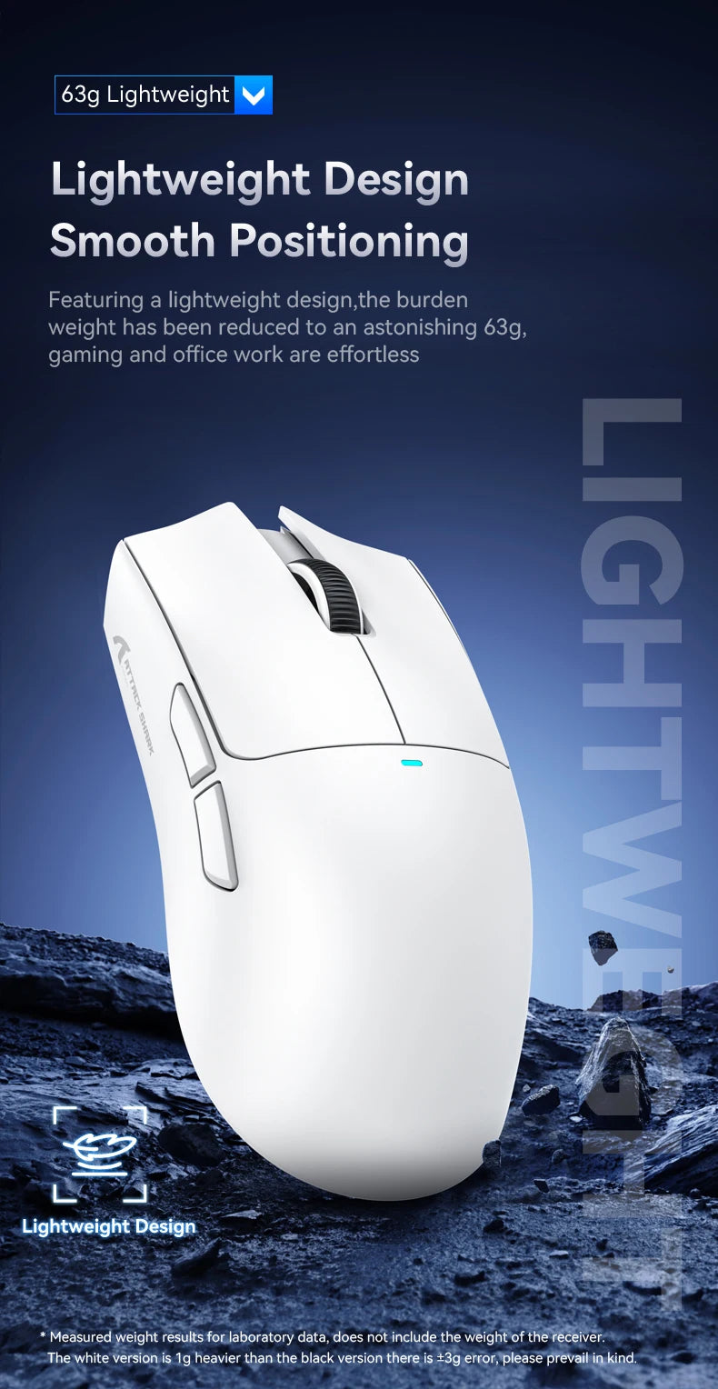 Attack Shark X11&R1 Tri-Mode Bluetooth trådløs mus med opladningsbase, RGB, ergonomisk letvægtsmus, PC-gamer-tilbehør