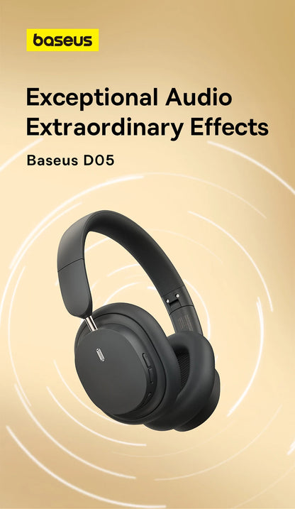 Baseus kabellose Bluetooth 5.3 Over-Ear-Kopfhörer – HiFi-40mm-Treiber, faltbares Headset mit 70H Wiedergabezeit und Spatial Audio