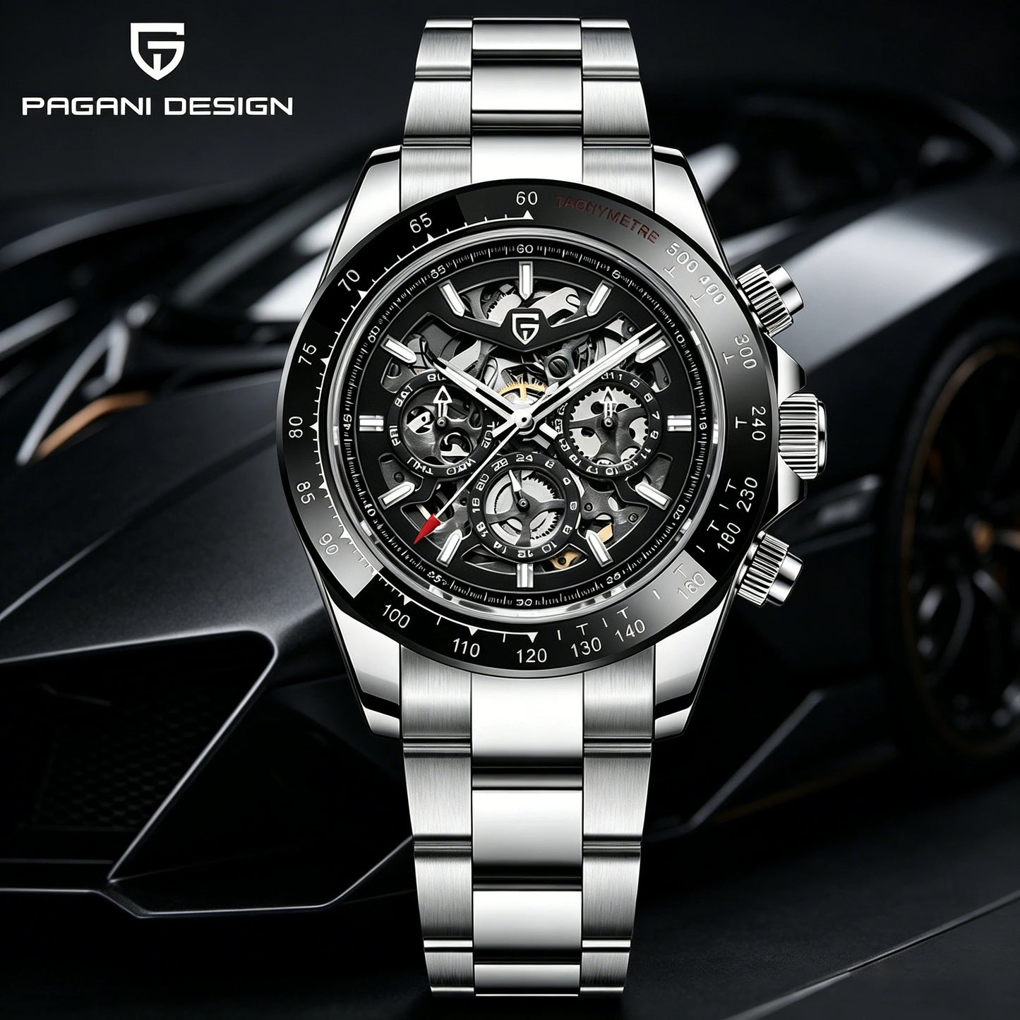 PAGANI DESIGN Men's Automatic Mechanical Watch Stainless Steel Waterproof Sport 10Bar Luxury Casual Watch for Men Reloj Hombre