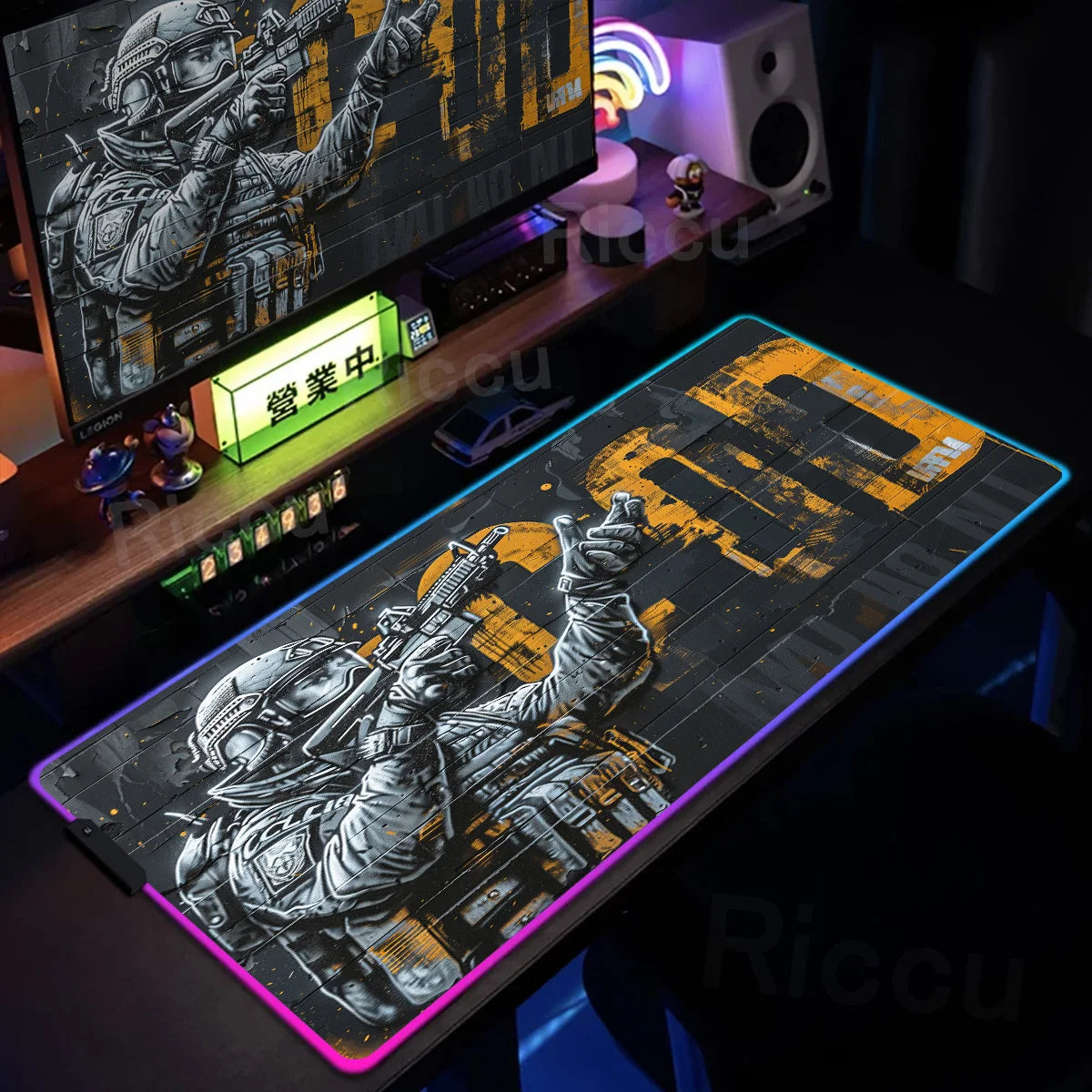 Gaming Call of Duty RGB Mouse Pad Office Large Size PC LED Glowing Keyboard Natural Rubber Anti-Slip Mice Mats Lock Edge Thicken