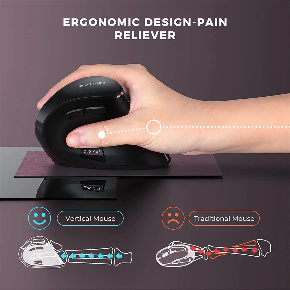 Ratón vertical inalámbrico Jomaa 2.4G+Bluetooth para Apple Mac, portátil y notebook, 9 botones, ratón gaming recargable para PC y iPad