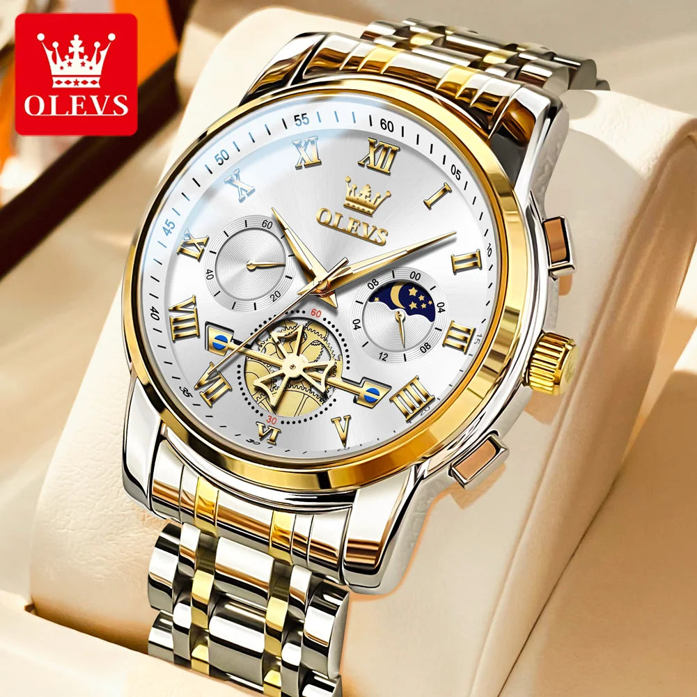 OLEVS 2859 Men’s Watch – A classic and luxurious model with Roman numerals, multifunctional, water-resistant, luminescent dial and high-quality quartz movement.