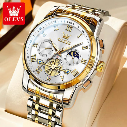 OLEVS 2859 Men’s Watch – A classic and luxurious model with Roman numerals, multifunctional, water-resistant, luminescent dial and high-quality quartz movement.