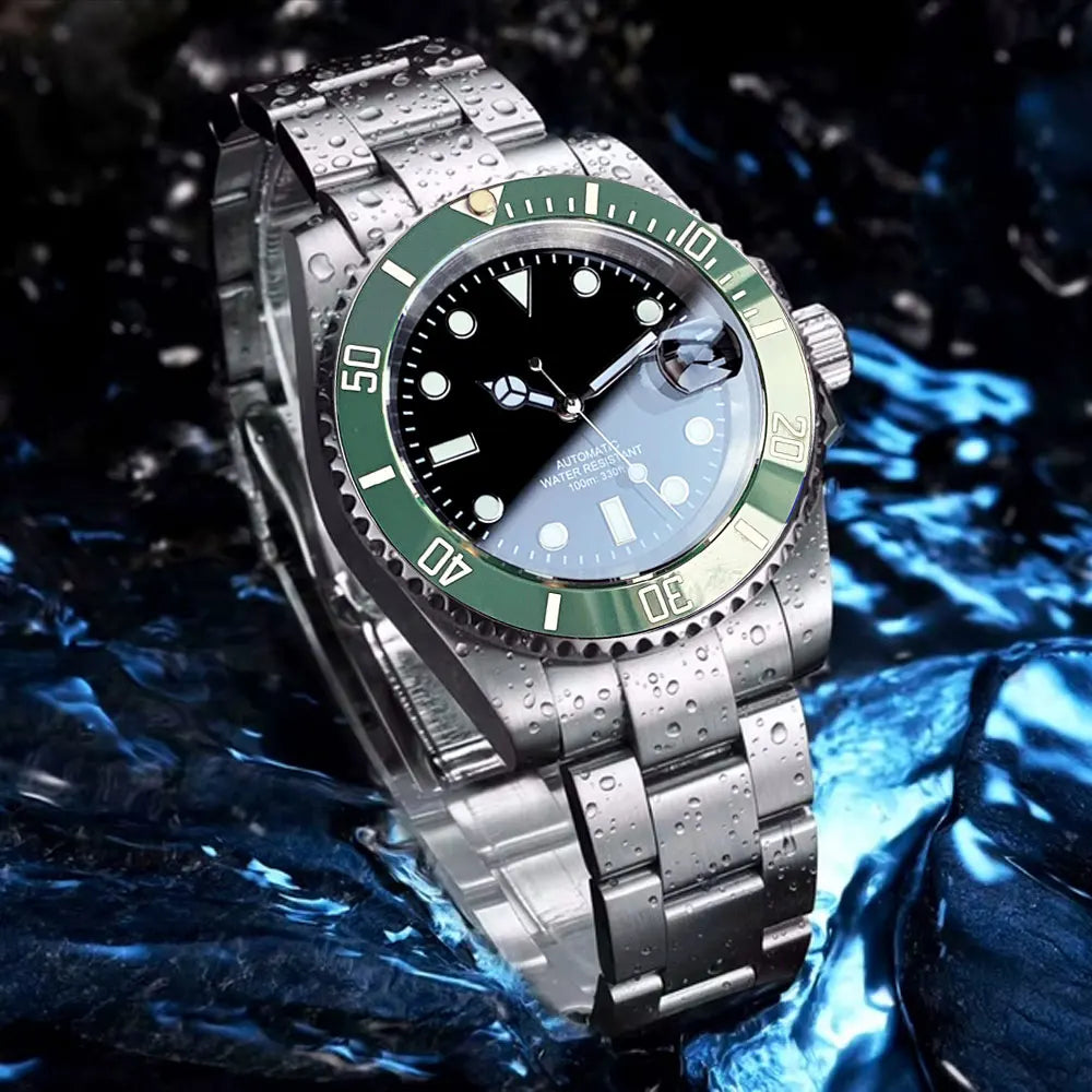 200m wasserdichte Miyota 8215 Automatikuhr für Herren, Taucheruhr, 40mm, mechanisches Uhrwerk, Leuchtanzeige, Jubilee-Armband, Glide-Lock-Schließe