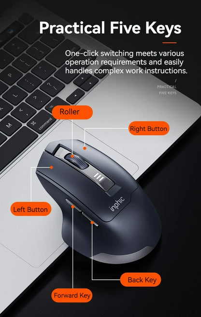 Inphic M9 Wireless Mouse 2.4G USB Receiver Rechargeable Type-C Mute Button Power Visualization Ergonomic Office Universal Mouse
