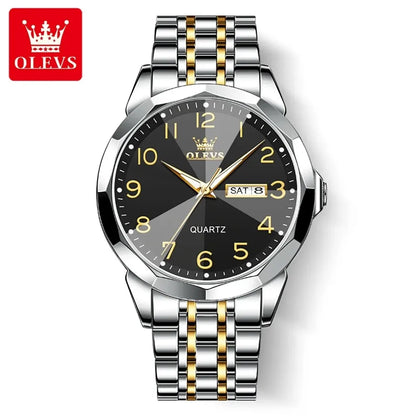 Montre pour homme OLEVS 9970 – Modèle élégant avec cadran numérique, affichage de la date et du jour, étanche, luminescente, à quartz – Montre de luxe originale