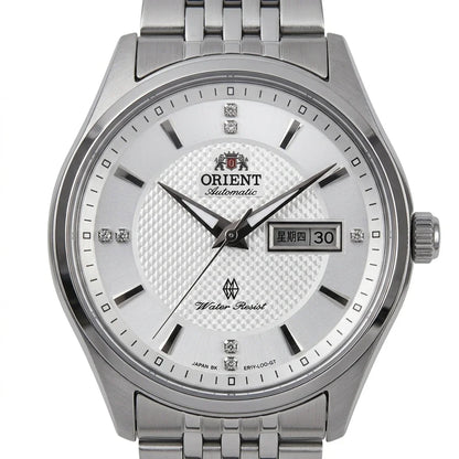 Montre mécanique automatique pour homme Orient, avec double calendrier (date et jour de la semaine), index en cristal et bracelet en acier inoxydable – Montre-bracelet de style professionnel