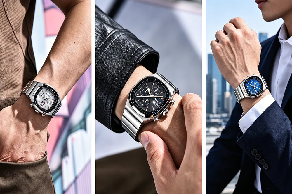 PAGANI DESIGN Új PD1819 férfi kvarc karóra, 40 mm, zafírüveg, rozsdamentes acél, vízálló, világító C3 kronográf reloj hombre