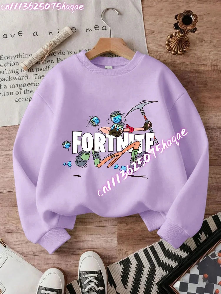 Neuer Fortnite-Kinder-Sweatshirt-Hoodie mit Cartoon-Spielcharakter-Print, lässiges Oberteil für Herbst und Winter, Baby- und Jungenbekleidung