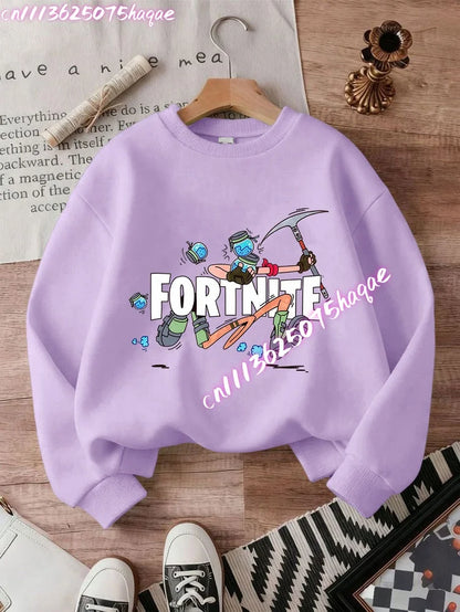 Neuer Fortnite-Kinder-Sweatshirt-Hoodie mit Cartoon-Spielcharakter-Print, lässiges Oberteil für Herbst und Winter, Baby- und Jungenbekleidung