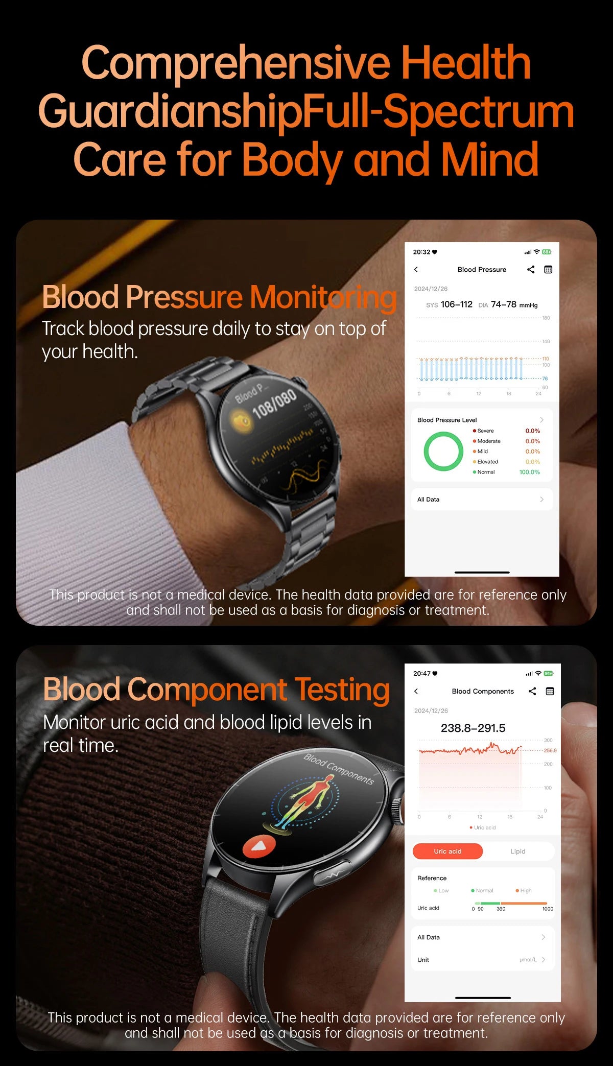 2025 Health Smartwatch for Xiaomi & Huawei ECG + PPG, Blood Pressure, SpO2, Body Analysis, Bluetooth Calling & NFC