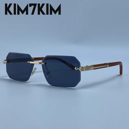 Keret nélküli téglalap alakú napszemüveg férfiaknak, luxus kivitel, vintage, geometrikus, négyzet alakú napszemüveg, férfi retro punk szemüveg, vezetési napszemüveg