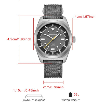 CADISEN TI-7 Autodyne Men’s Automatic Watch  Titanium Case, Miyota 8215, Sapphire Crystal & 100M Waterproof