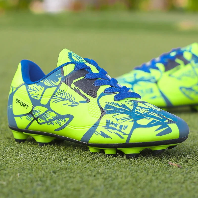 Chaussures de football pour jeunes enfants AG, crampons pour terrain ferme, lacets, antidérapantes, pour garçons et filles, chaussures de football pour adolescents, chaussures d'entraînement professionnelles.