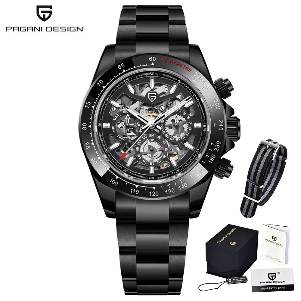 PAGANI DESIGN Men's Automatic Mechanical Watch Stainless Steel Waterproof Sport 10Bar Luxury Casual Watch for Men Reloj Hombre