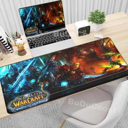 Anime World of Warcraft skrivbordsunderlägg, gamingmusmatta, datortillbehör, XXL, Lock Edge, tangentbord, musmatta, Gamer Mause, kontorsmattor