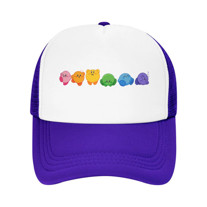 Suaugusiųjų „Kirbys Rainbow“ trukerių kepurės, vintage tinklinės beisbolo kepurės, „snapback“ kepurės, „dad hat“ kepurės, saulės kepurės, kvėpuojančios sportinės kepurės, didmeninė prekyba, naujos
