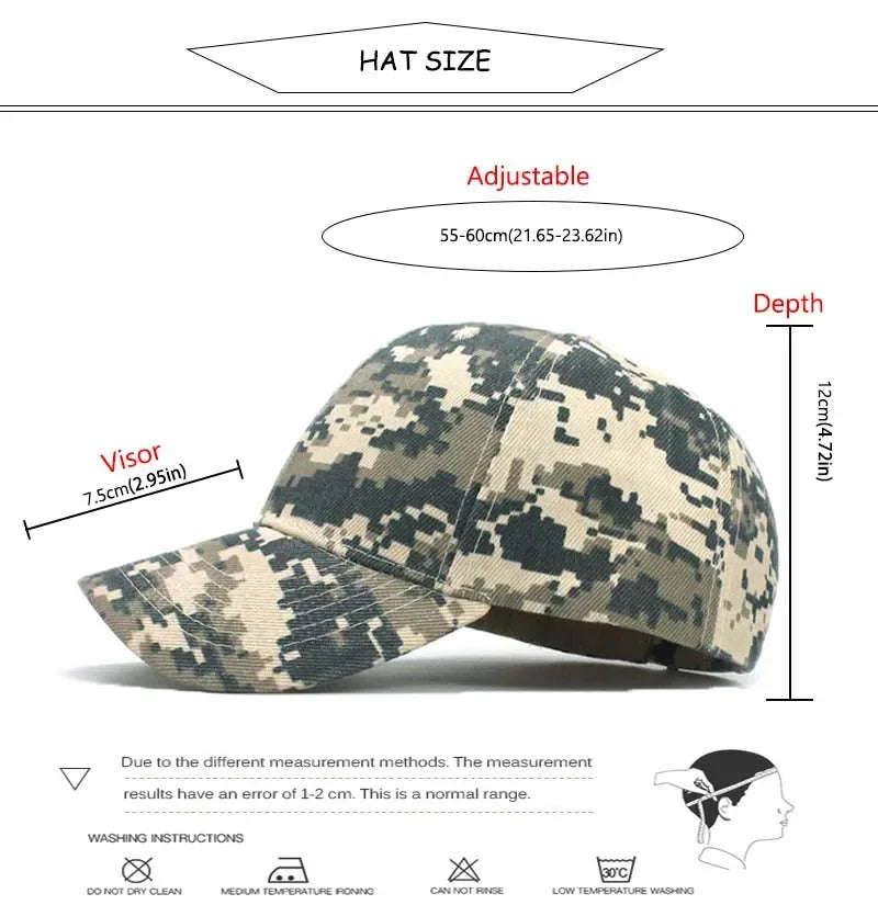 Casquettes de baseball camouflage pour homme, casquette tactique anti-UV, ajustable, style militaire, camouflage, airsoft, chasse, camping, randonnée, pêche