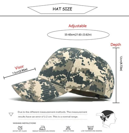 Casquettes de baseball camouflage pour homme, casquette tactique anti-UV, ajustable, style militaire, camouflage, airsoft, chasse, camping, randonnée, pêche