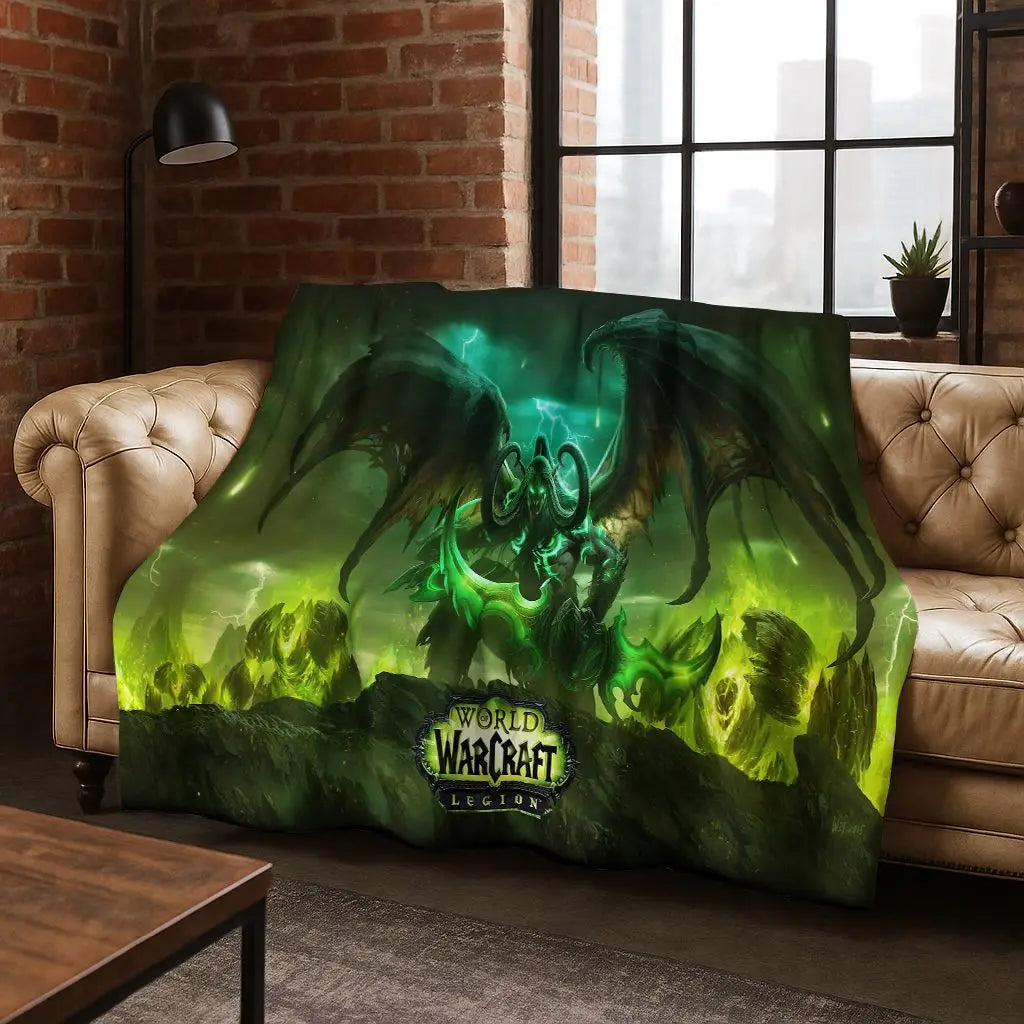 Pătură din flanel WOW World of Warcraft Arthas Demon Illidan Sylvanas, pled moale și confortabil pentru casă, dormitor, pat, canapea, husă, cadou