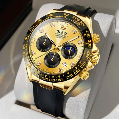 Montre pour homme OLEVS – Montre à quartz de luxe, étanche et luminescente, dotée d'un chronographe et d'un affichage de la date – Montre de sport pour homme d'une grande marque