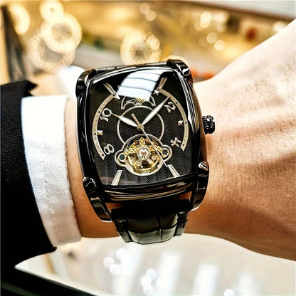[Luxury mechanical tourbillon watch] Lightweight luxury mechanical tourbillon watch for men – High-end, fully automatic model in a trendy ‘skeleton’ style, ideal for a professional outfit o