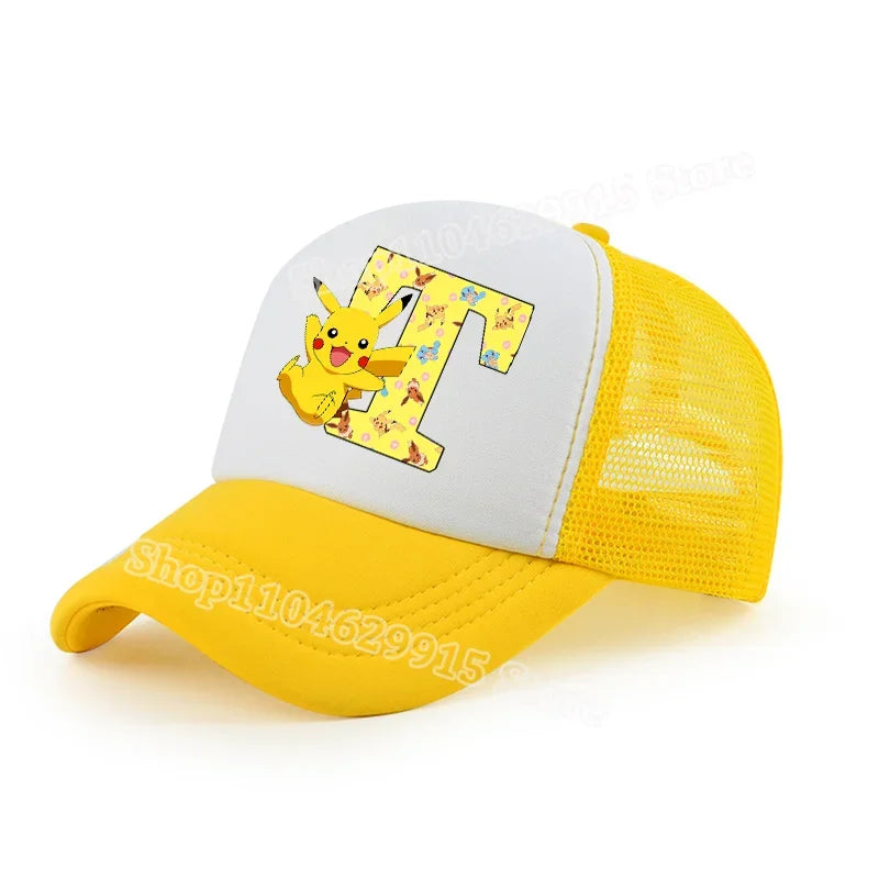 Pokemon Pikachu Baseball Cap Cartoon Anime Popular Letters Print Kids Hat Summer Athleisure Adjustable Parent-child Hats Gift