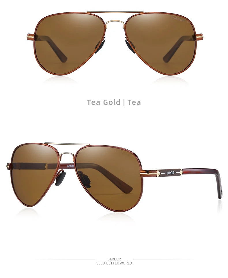 BARCUR polarizált férfi napszemüveg, pilóta napszemüveg férfiaknak, kiegészítők, vezetéshez, horgászathoz, túrázáshoz, szemüveg, Oculos, Gafas De Sol
