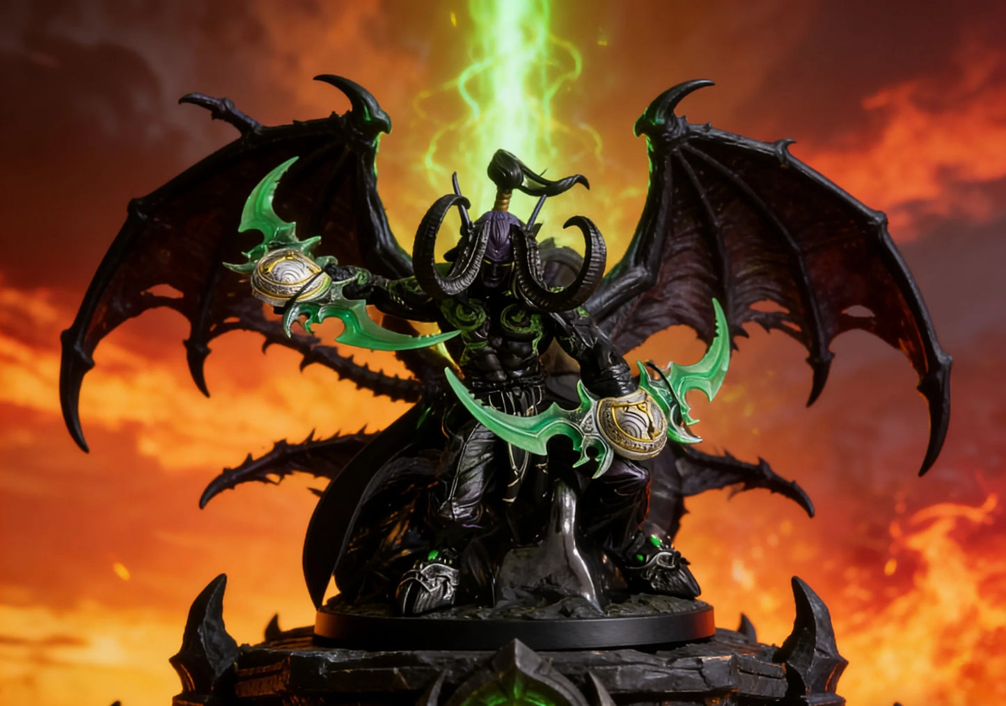 World of Warcraft Handheld Black Devil Hunter Illidan Fury Wind Ornament Lich King Arthas Model Boy