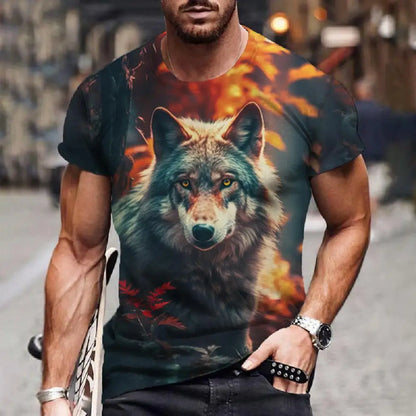 Wolf T-Shirt 3d Digital Animal Print Graphic camisa hombre Causal Tees Short Sleeves Comfortable Pullover Tops Men's Clothing