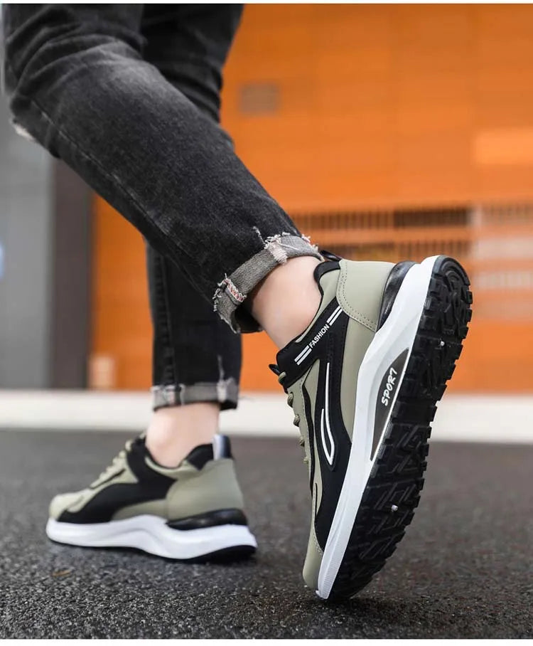 Modne męskie buty sportowe w koreańskim stylu, sznurowane, casualowe, do biegania, wygodne, oddychające, z grubą podeszwą