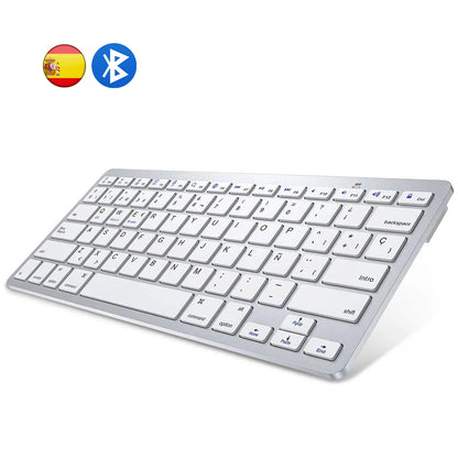 Portable Spanish Bluetooth Keyboard Light Slim Wireless Keyboard for Mac iPad iPhone iOS Android Windows Smart TV