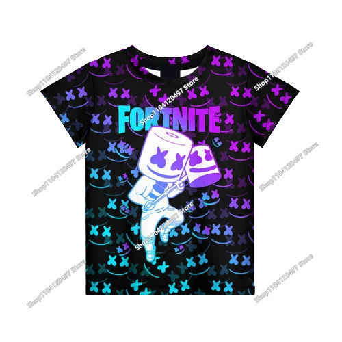 Лятна модна детска тениска с Fortnite талисман и 3D принт, ежедневна T-shirt за момчета и момичета, унисекс детско облекло, горнище