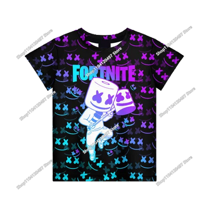 Лятна модна детска тениска с Fortnite талисман и 3D принт, ежедневна T-shirt за момчета и момичета, унисекс детско облекло, горнище