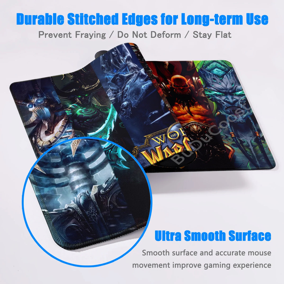 Anime World of Warcraft skrivbordsunderlägg, gamingmusmatta, datortillbehör, XXL, Lock Edge, tangentbord, musmatta, Gamer Mause, kontorsmattor