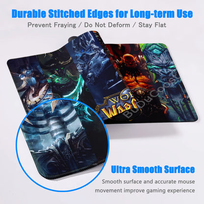 Anime World of Warcraft skrivbordsunderlägg, gamingmusmatta, datortillbehör, XXL, Lock Edge, tangentbord, musmatta, Gamer Mause, kontorsmattor
