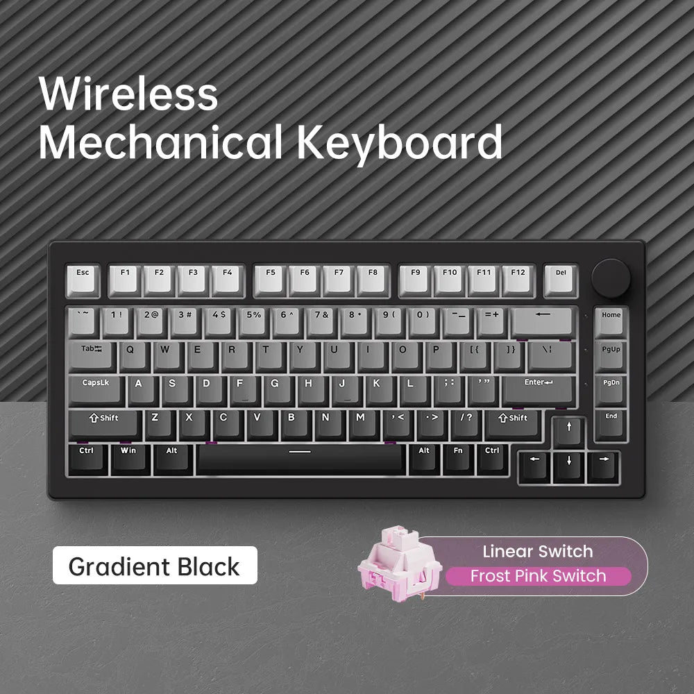Tastiera meccanica gaming personalizzata Akko 5075 V3 75% ANSI-US con manopola del volume, hot-swappable, RGB, USB Type-C/2.4g e BT5.0 tri-mode
