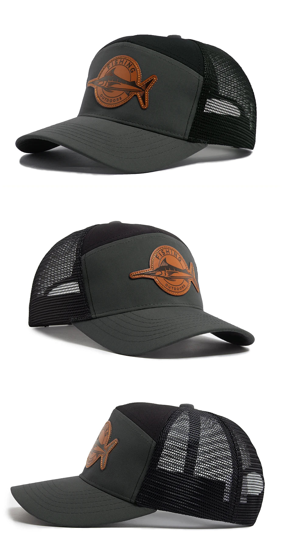 Shark Leather Label Men's Baseball Cap Casual 7 Panel Style Trucker Hat Fashion Hip Hop Mesh Caps Summer Women Visor Hats Unisex