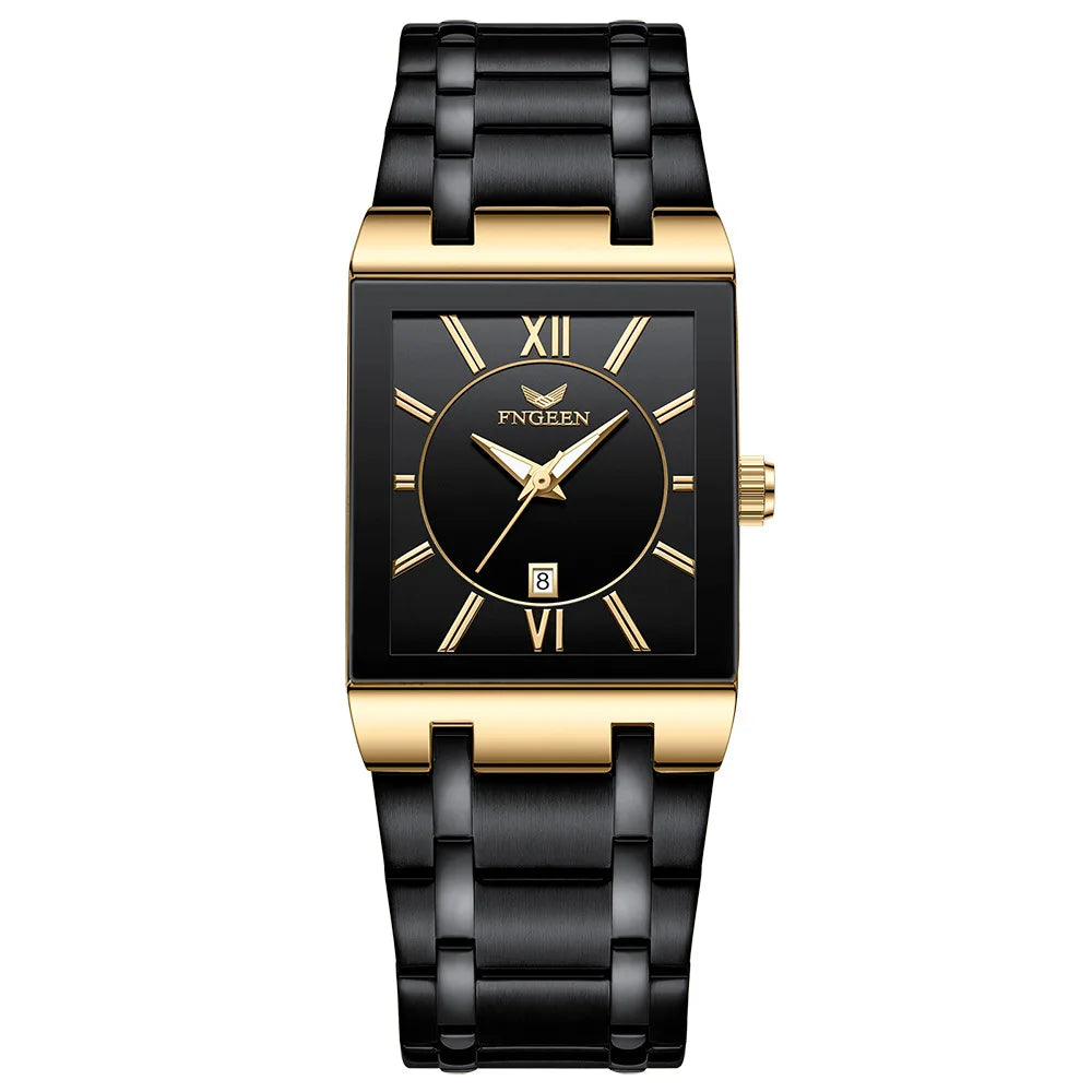 Orologio da polso di lusso BINBOND al quarzo di precisione da uomo, luminescente, impermeabile, con datario automatico, in acciaio inossidabile resistente, stile casual.