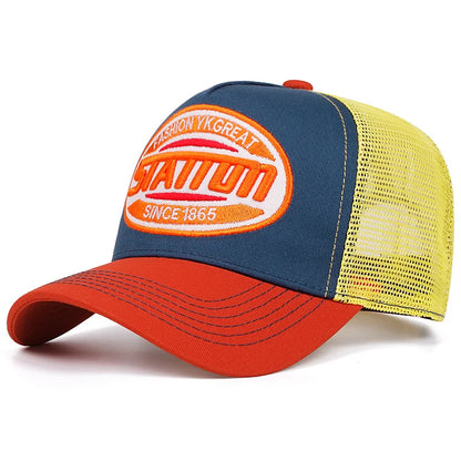 Naujo stiliaus unisex beisbolo kepuraitė Classic STATION su raidžių raštu ir tinkleliu vyrams ir moterims, pralaidi orui, gatvės stiliaus vasarinė sunkvežimio vairuotojo kepuraitė