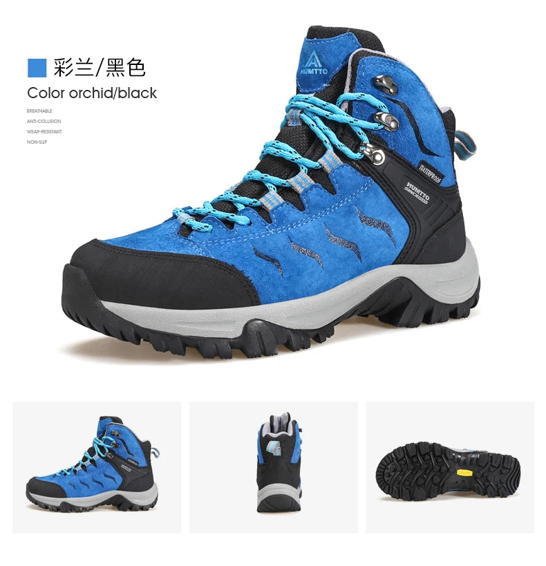 HUMTTO Buty trekkingowe męskie wodoodporne buty myśliwskie taktyczne pustynne buty bojowe za kostkę do trekkingu dla mężczyzn i kobiet ciepłe skórzane sneakersy
