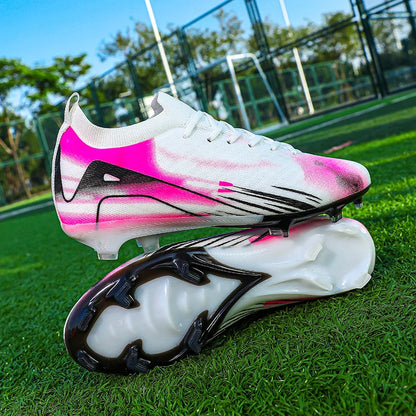 Chaussures de Football professionnelles à fond FG pour hommes, chaussures d'entraînement confortables et durables pour adultes, chaussures de Football à lacets pour adolescents